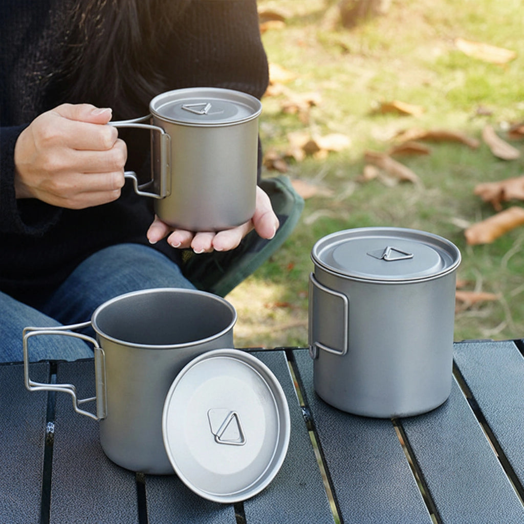 Outdoor Camping Titanium Folding Mug Three-Piece Set