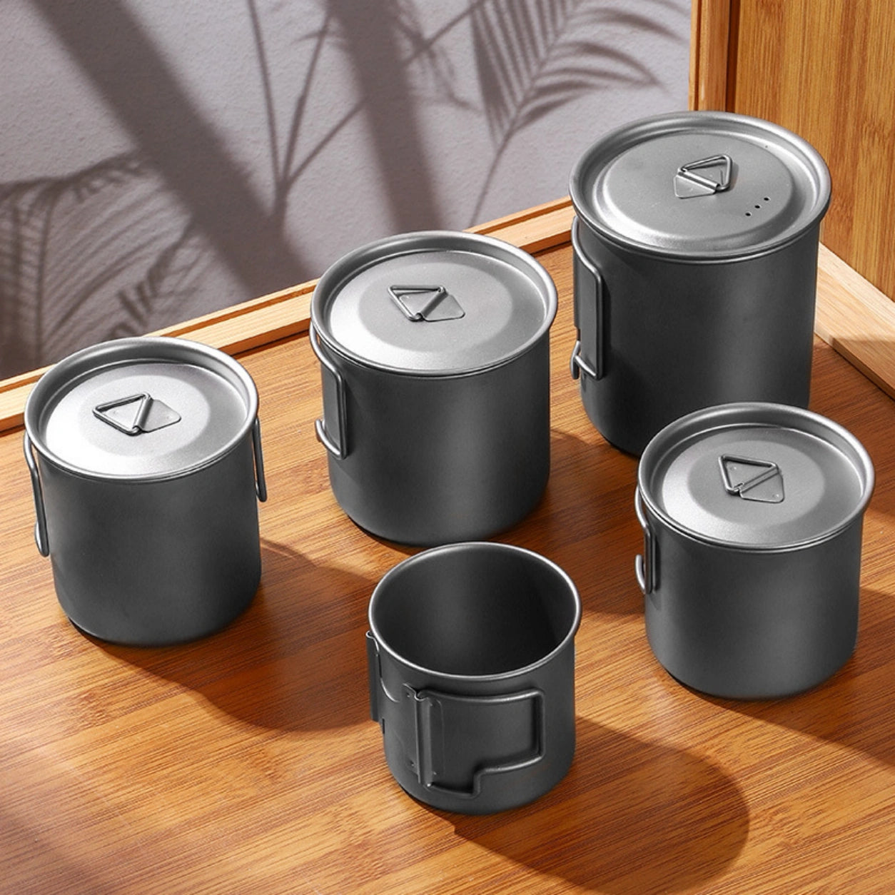 Outdoor Camping Titanium Folding Mug Three-Piece Set