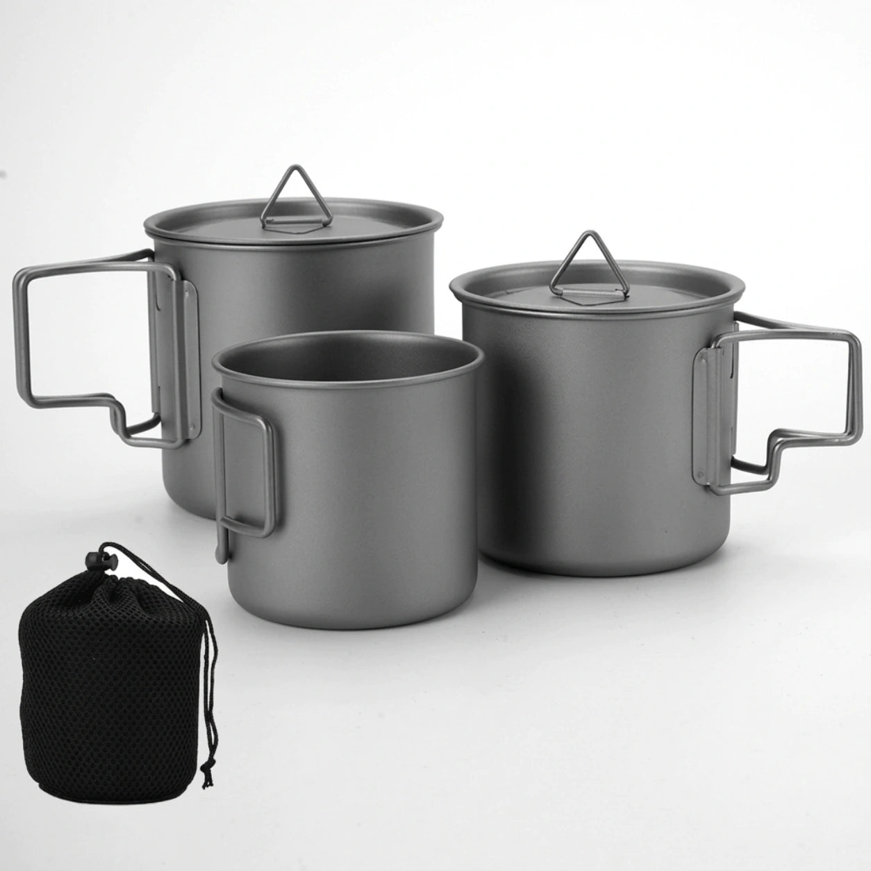 Outdoor Camping Titanium Folding Mug Three-Piece Set
