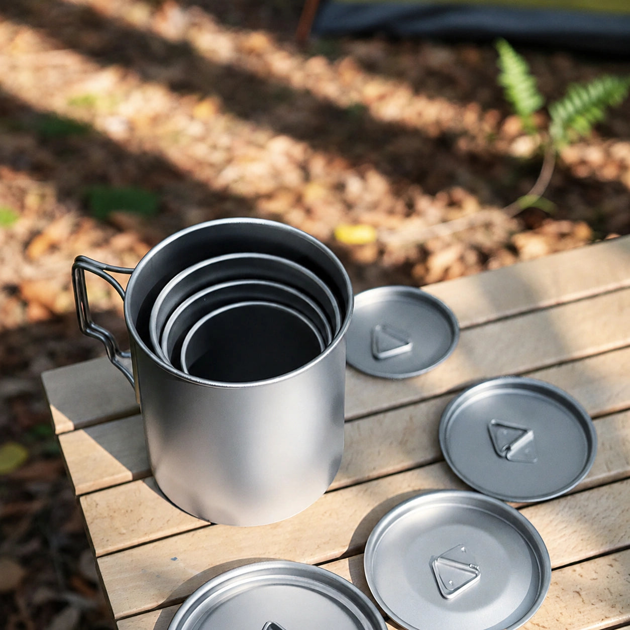 Outdoor Camping Titanium Folding Mug Three-Piece Set